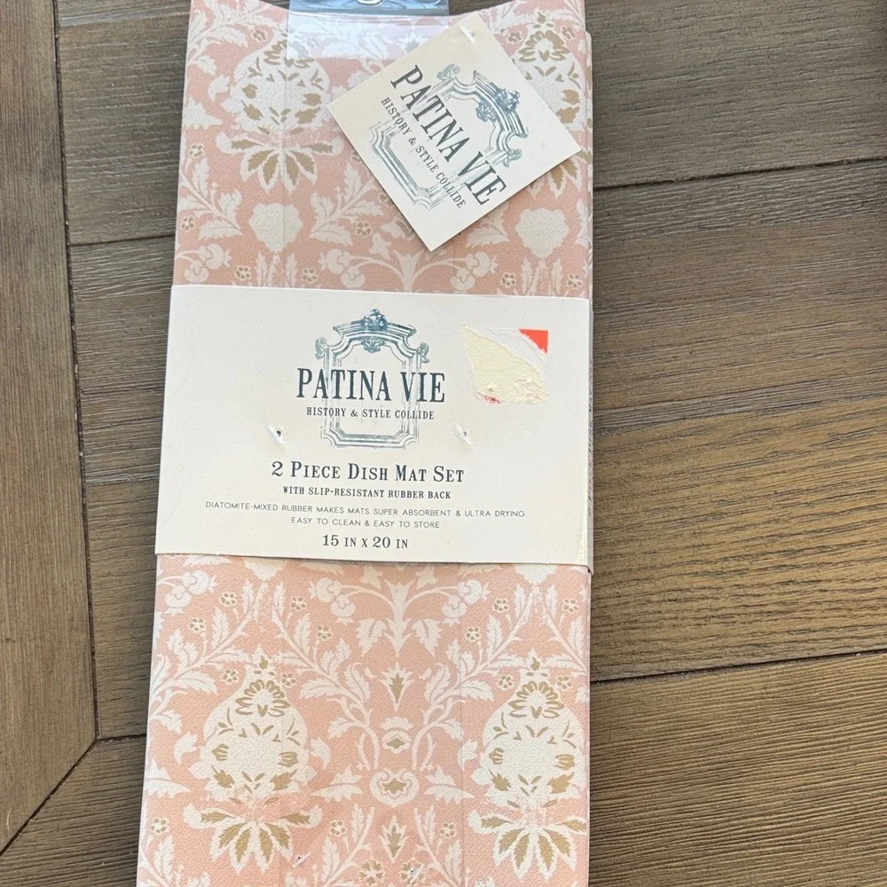 Pink Floral 2-Piece Dish Mat Set